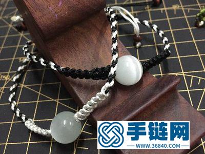 玉線編繩教程圖_黑白色時(shí)尚平結(jié)手繩編法 