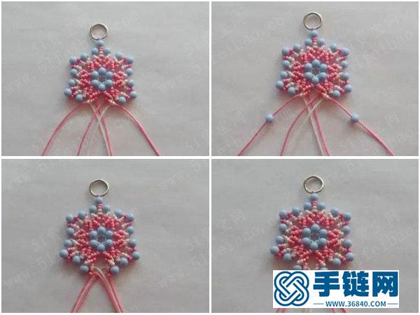 做一串少女風飾物_手編串珠彩色小雪花掛件 