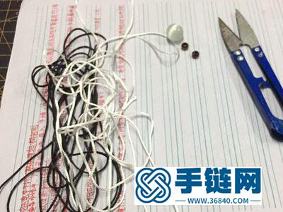 玉線編繩教程圖_黑白色時(shí)尚平結(jié)手繩編法 
