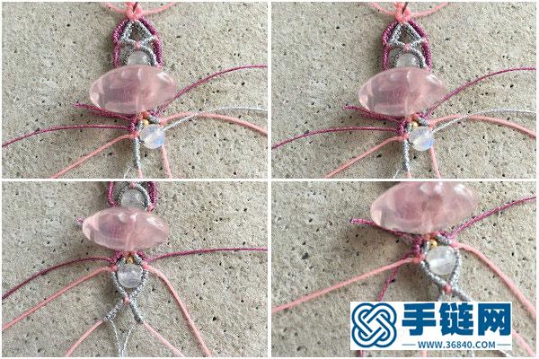 手工編織作品大氣_簡單DIY粉晶月光石如意耳環 
