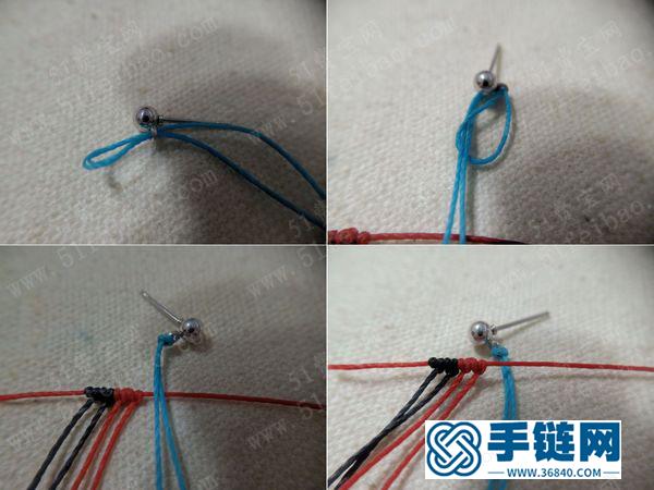 中國結藝手編教程_簡單DIY五色斜卷結耳釘簡單圖解 