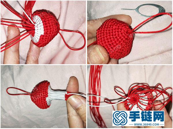 玉線手工編法小蘑菇掛件_如何簡單DIY編繩做可愛的鑰匙扣 