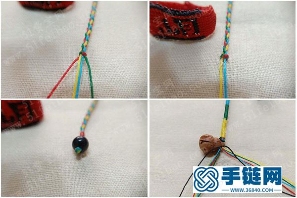 手工編織大全簡單DIY_怎么編法金剛結五色手繩腳繩 