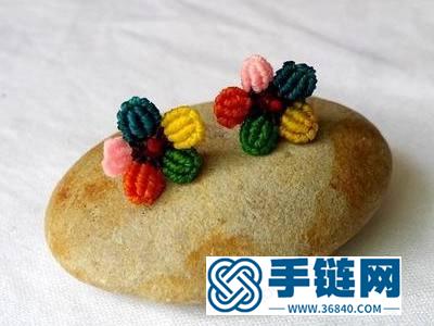 中國結耳釘的方法步驟_五色小花耳釘手工編織教程 