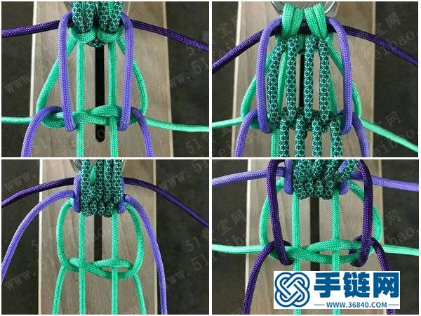手工編織圖解教程_簡單DIY寬形傘繩手繩編法 