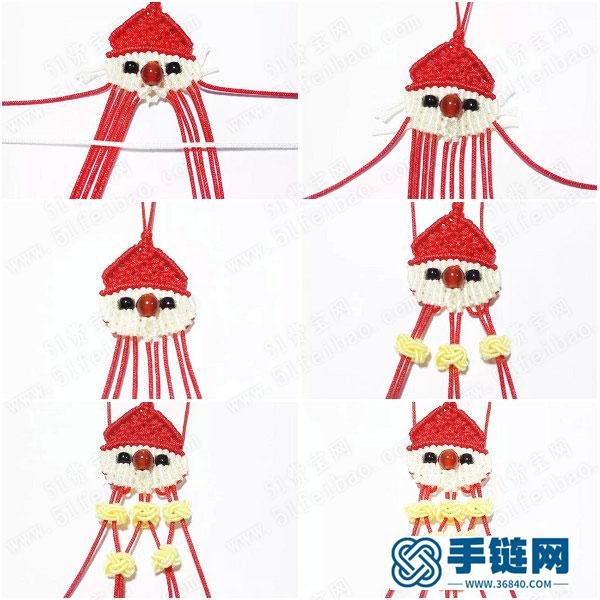 圣誕節手工主題_簡單DIY編繩圣誕老人掛件作品 