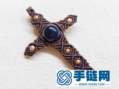 macrame編法簡單DIY_編繩十字架吊墜鑰匙墜手工教程 