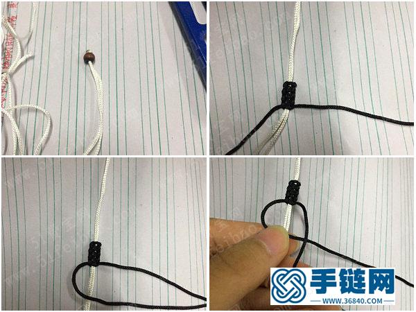 玉線編繩教程圖_黑白色時(shí)尚平結(jié)手繩編法 