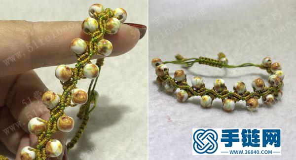 玉線編法簡單DIY_手編田園風陶瓷珠手繩圖解教程 