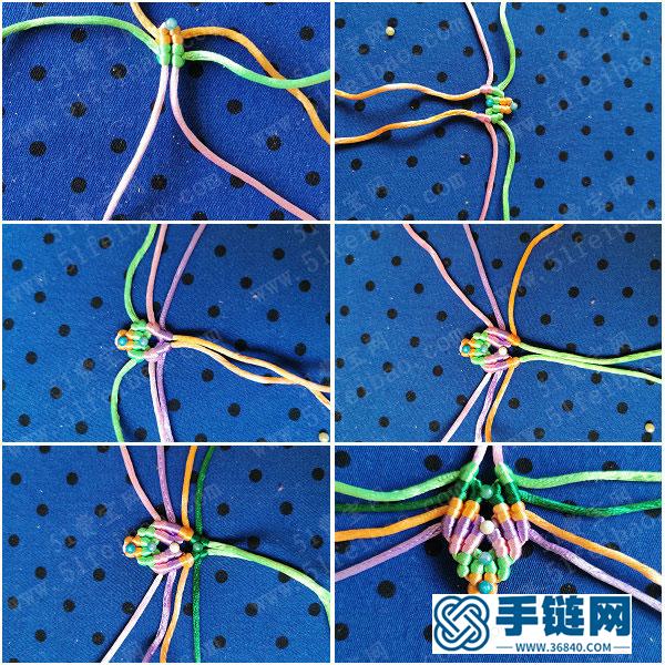 中國結編繩大全_圖解如何編法變色七色堇花 