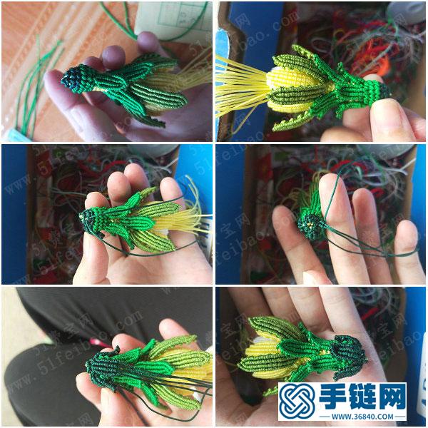 玉線編法創意_鉤針編繩迷你曇花掛件 