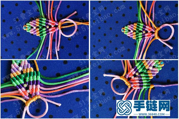 中國結編繩大全_圖解如何編法變色七色堇花 