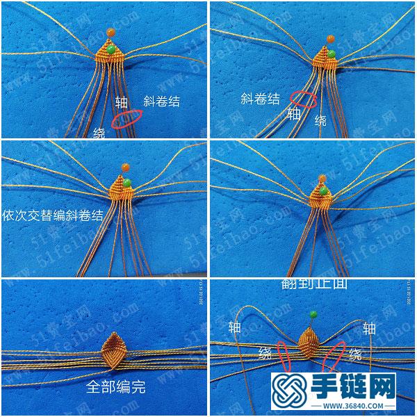 中國結編繩的方法_編法金色長壽花圖解教學 