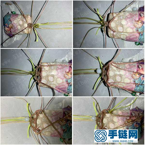 方牌吊墜蠟線扣頭_繩編帶孔吊墜扣頭的編制圖解 