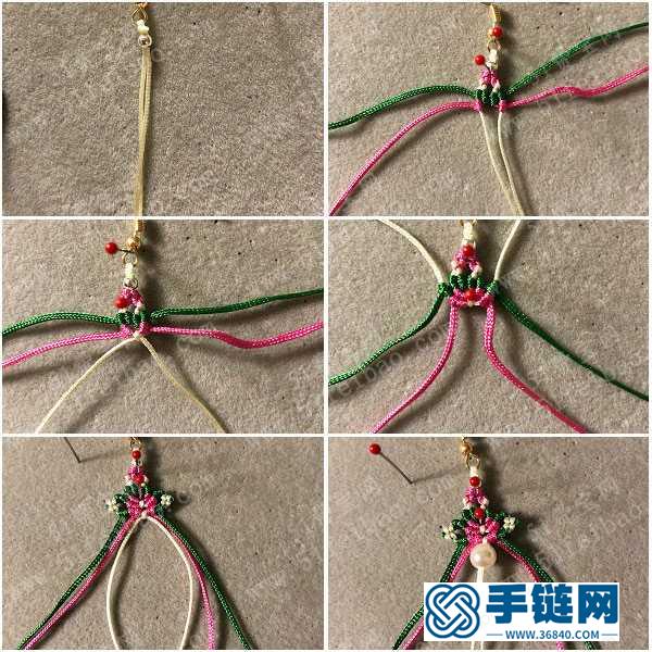 手工制作創意紅綠配編繩圣誕耳環 