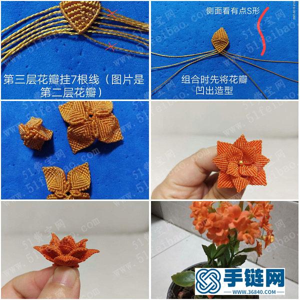 中國結編繩的方法_編法金色長壽花圖解教學 