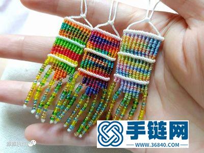 編繩民族風飾品掛件_簡單DIY好看的漸變色蠟線耳環 