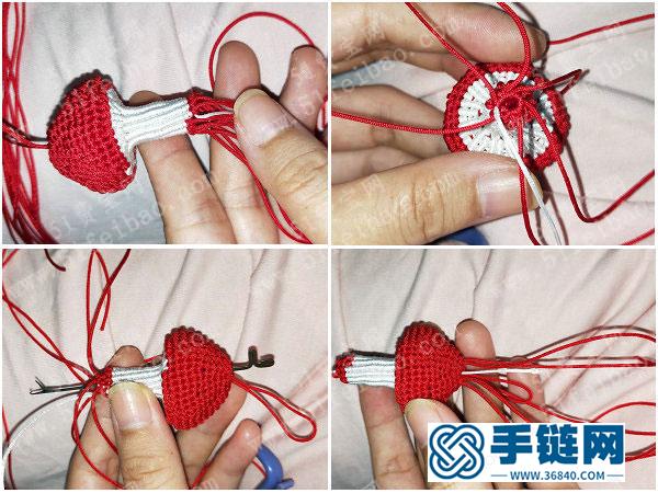 玉線手工編法小蘑菇掛件_如何簡單DIY編繩做可愛的鑰匙扣 
