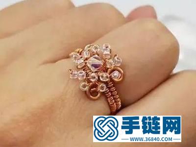 金屬銅編飾品教程_手編水晶花指環的做法教學 