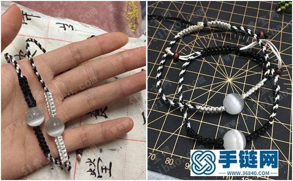 創(chuàng)意手工編織_簡單DIY黑白配玉線手繩手繩教程 