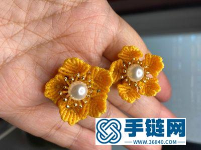 中國結編繩花朵_編法黃色小花圖解教程 