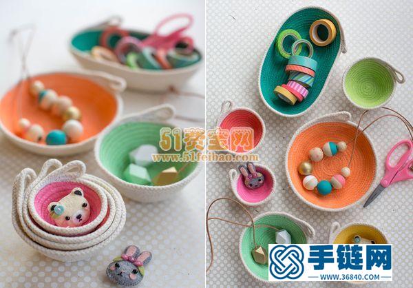 電腦車做簡單DIY繩編森系收納盒教程 