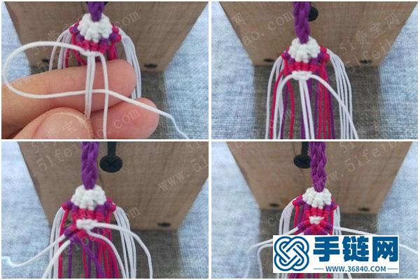 中國結(jié)的編法圖_編繩寶石花鑰匙掛鏈圖解教學(xué) 