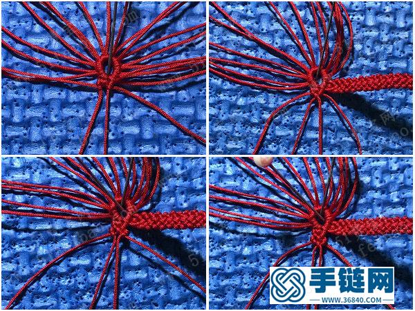 中國結編繩創意_玉線曼珠沙華花胸針編法教程 