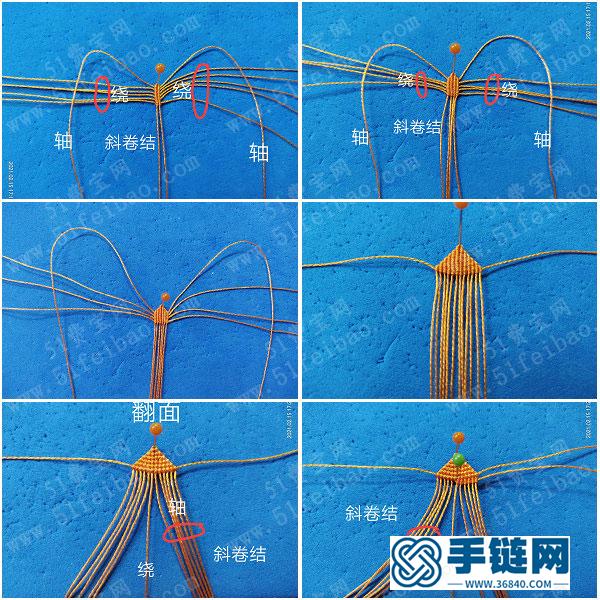 中國結編繩的方法_編法金色長壽花圖解教學 