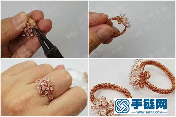 金屬銅編飾品教程_手編水晶花指環的做法教學 