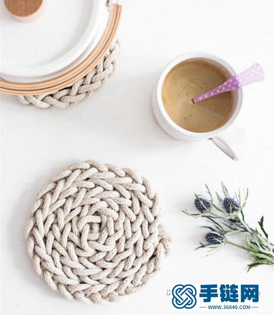 用棉繩手工編織簡約風杯墊 杯墊編繩diy教程