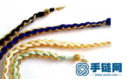 金屬鏈與皮繩混合編織混搭風格手鏈