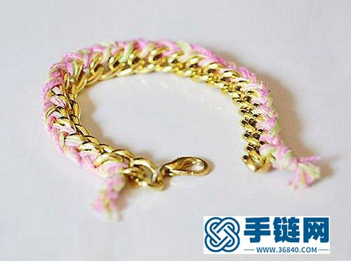 金屬鏈和毛線編織的diy創意手鏈