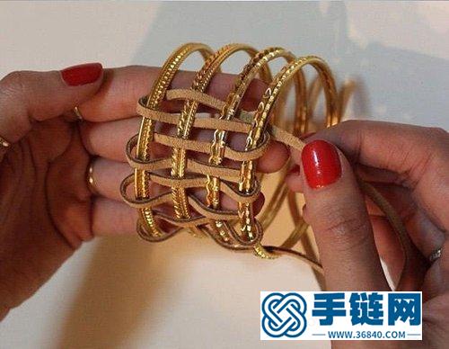 寬版手鐲的皮繩編織DIY手工教程