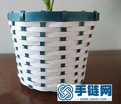 用打包帶手工制作復古風格花盆