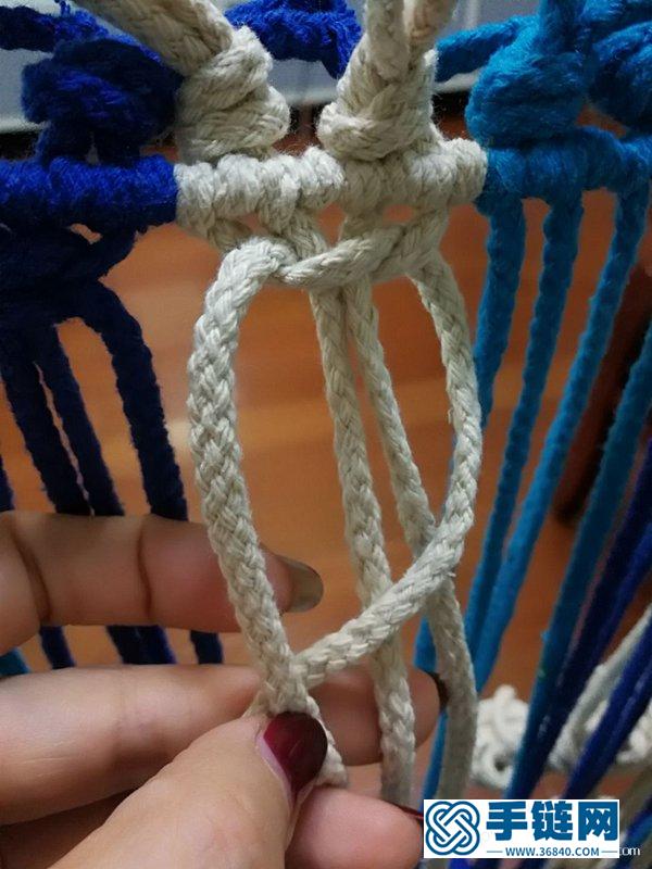 用繩子手工編織個性三色地毯