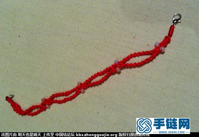 簡單的斜卷結紅繩手鏈 新手編