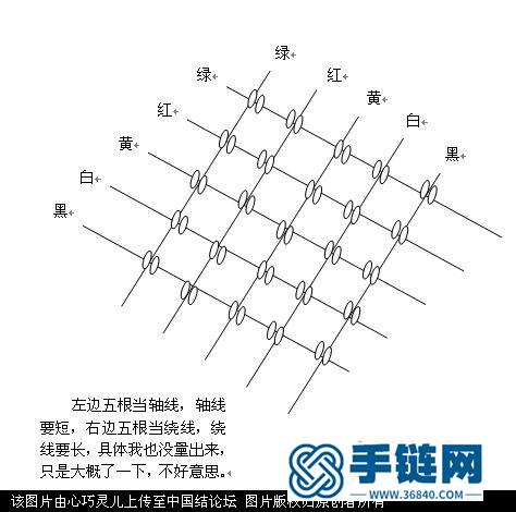 五色斜卷結手鏈編圖