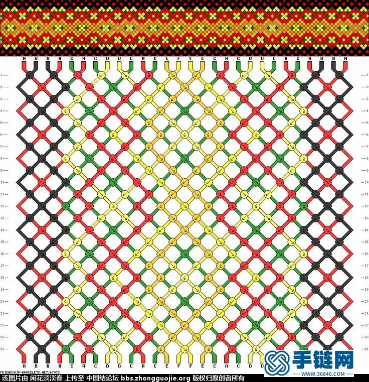 幾款友誼手鏈（friendship bracelets）走線圖
