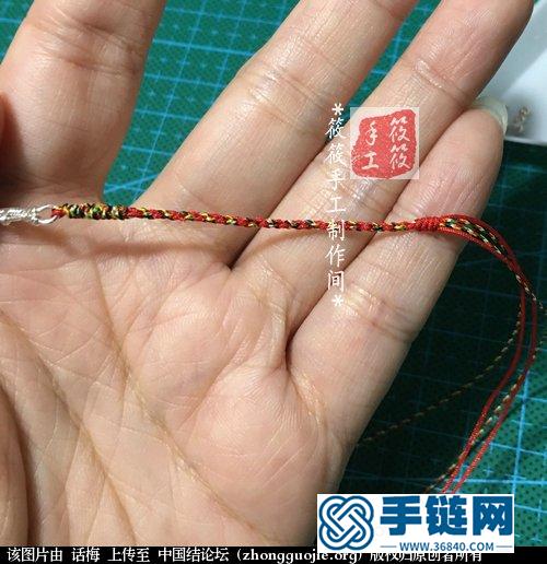 手工繞制99足銀線配件結合金剛結四股編制紅繩手鏈