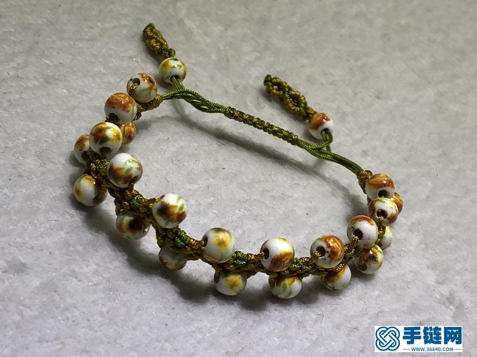 陶瓷珠蕾絲手鏈。