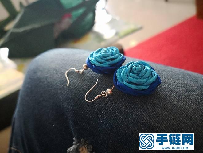 藍色妖姬玫瑰花耳墜