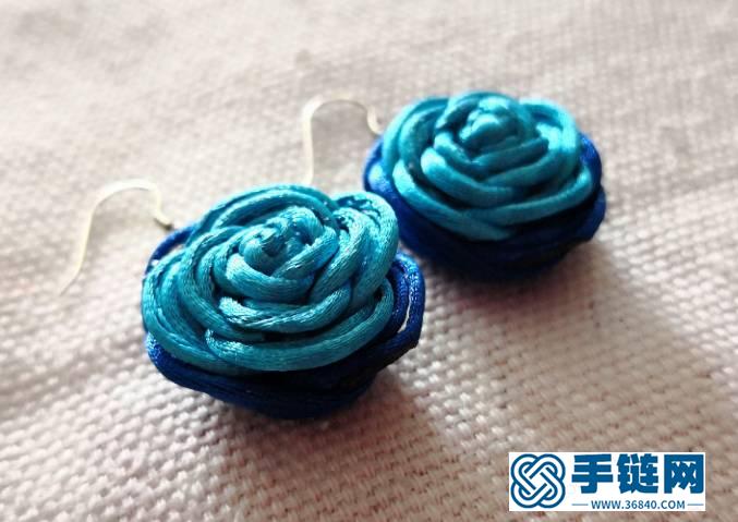 藍色妖姬玫瑰花耳墜