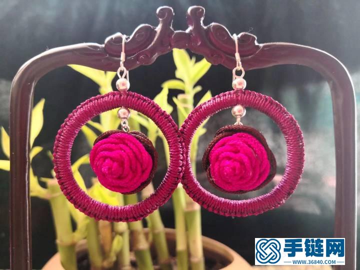 藍色妖姬玫瑰花耳墜