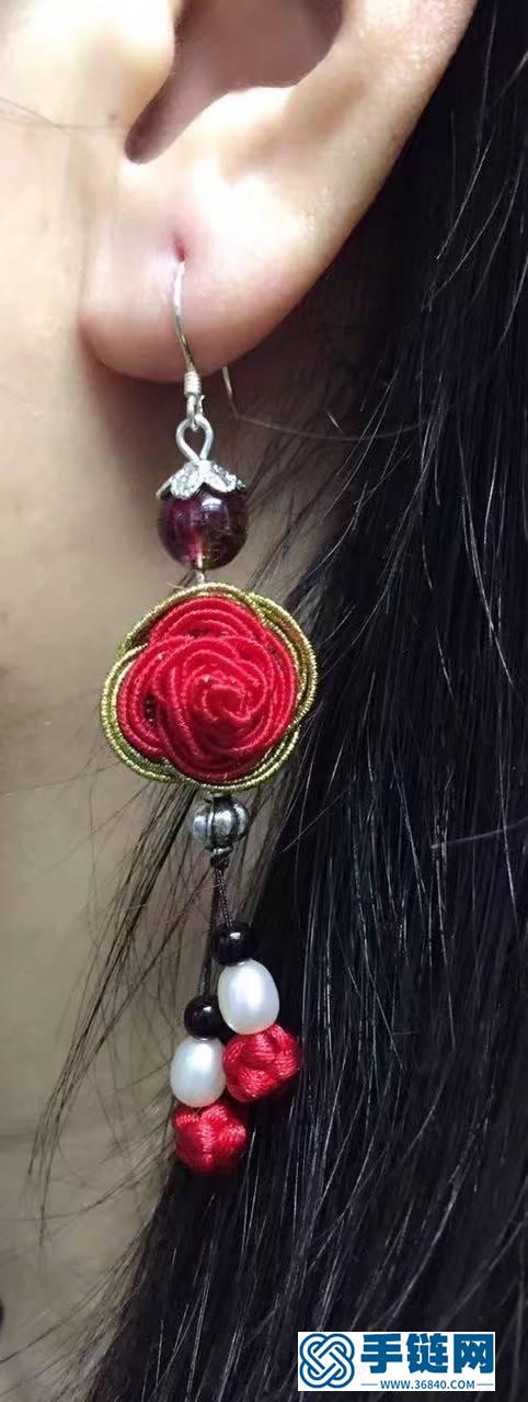 藍色妖姬玫瑰花耳墜