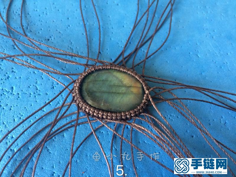 macrame手工編繩南美蠟線包拉長石項鏈