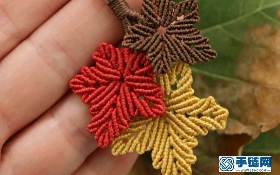 美圖欣賞 | 秋天的思念 | Macrame手工編織楓葉 橡樹葉 銀杏葉 耳環胸針 項鏈掛飾