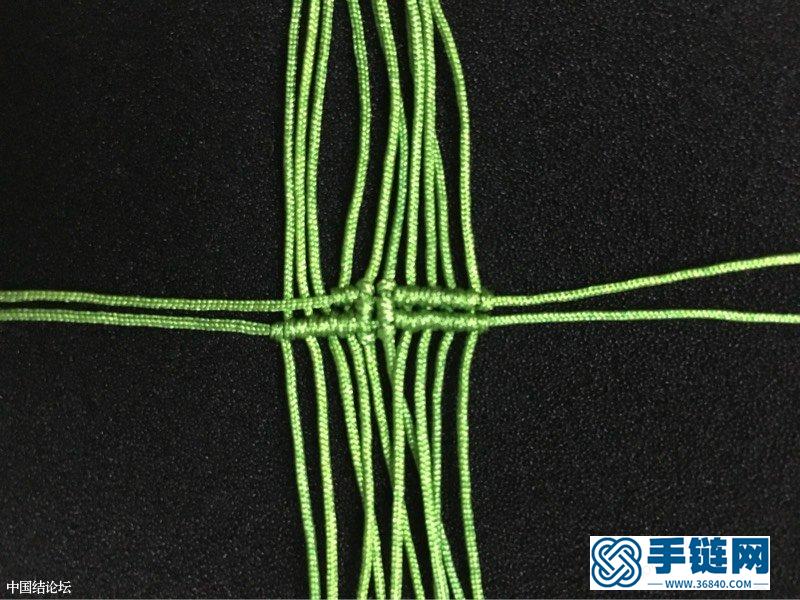 綠葉手鏈+四葉草小掛墜 組合貼畫編繩教程-完整編法步驟