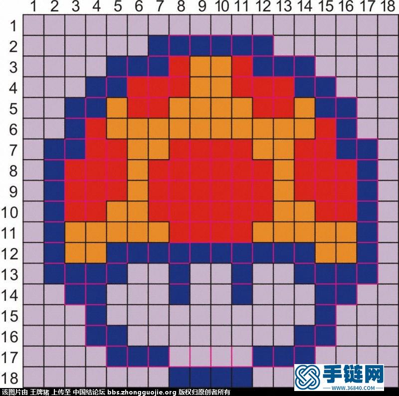 自己制作的超級馬里奧里的小蘑菇 手機鏈編繩教程-完整編法步驟