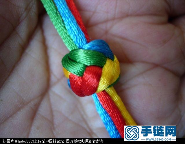 原創新結-四線八瓣尖紐扣結徒手教程